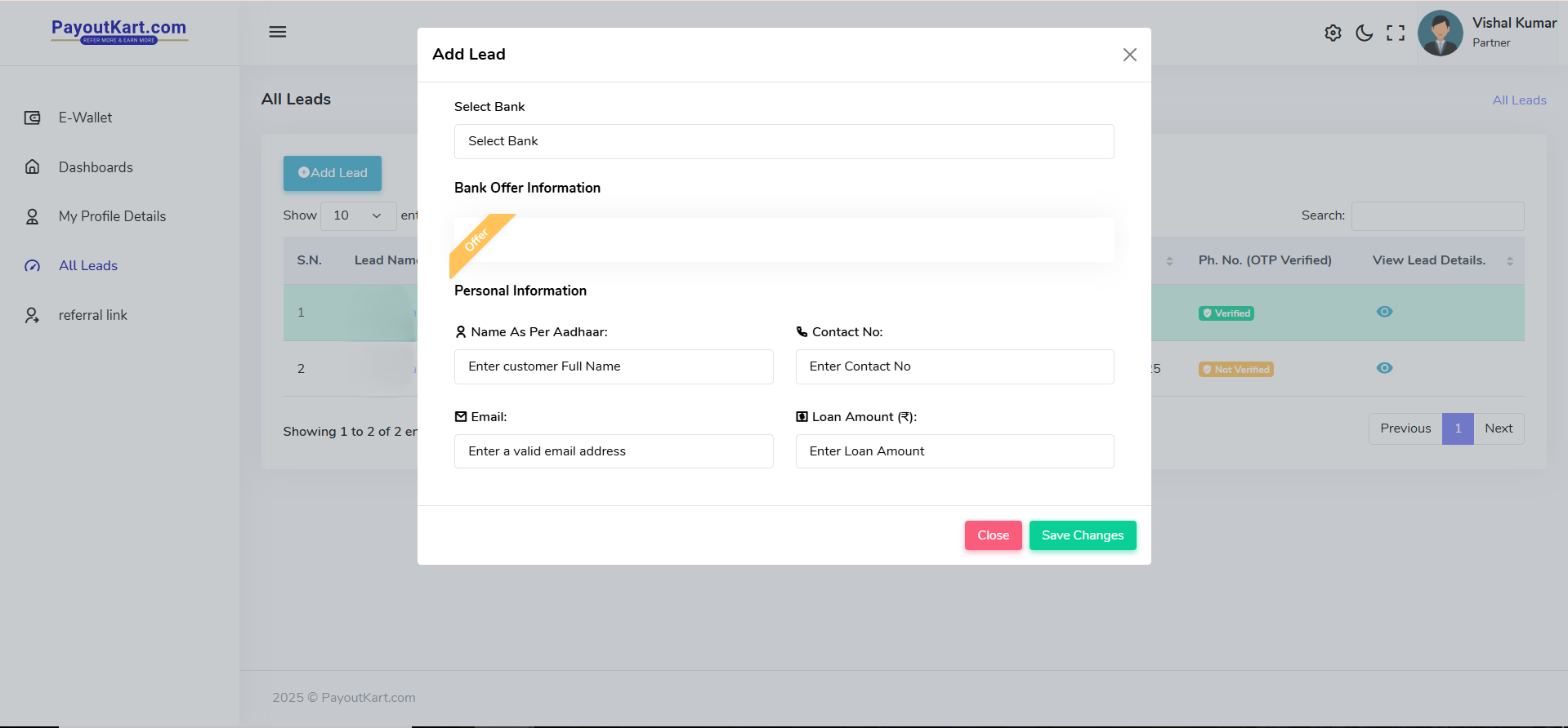 Add your Referral leads